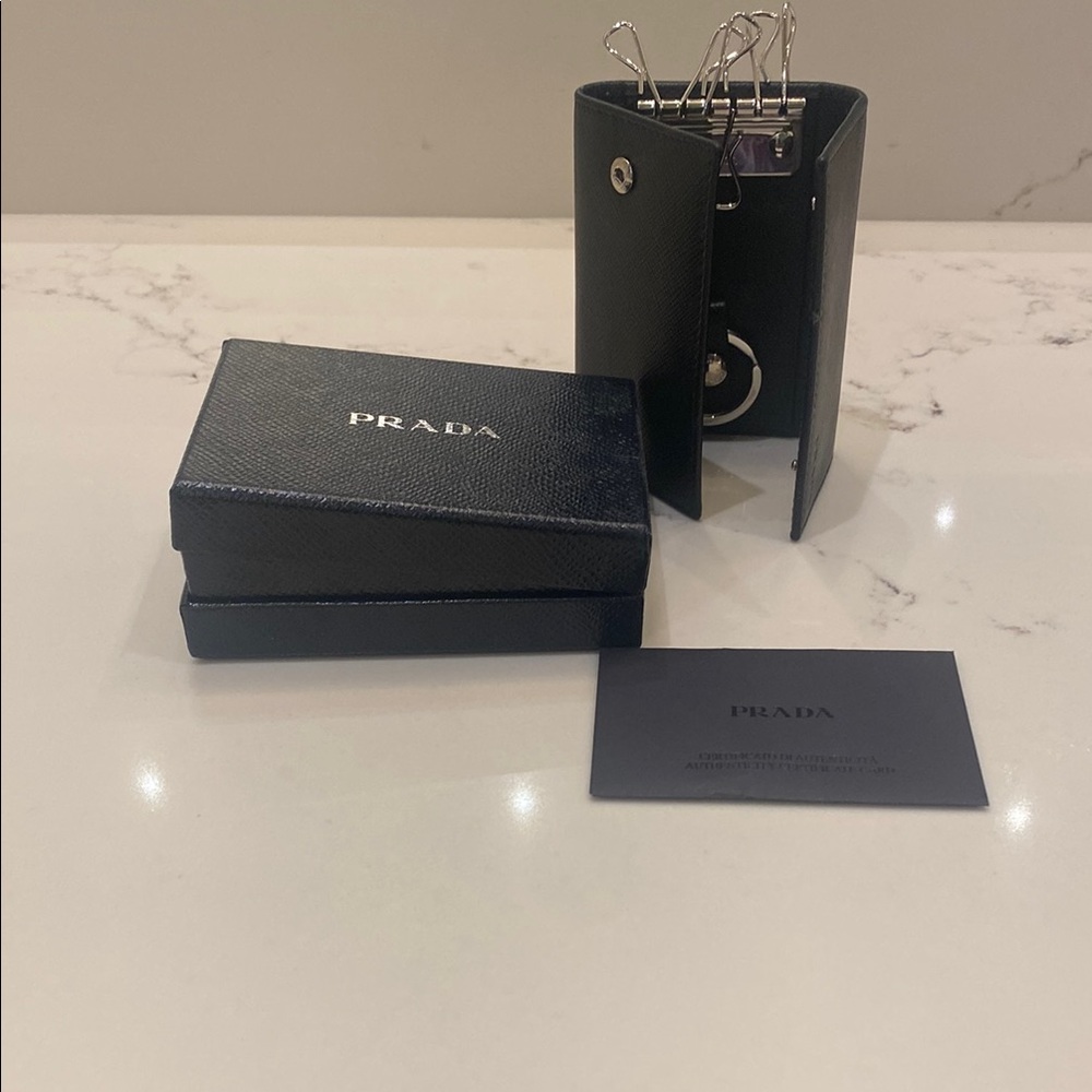 Prada Black Key and Card Holder Luxury Accessory